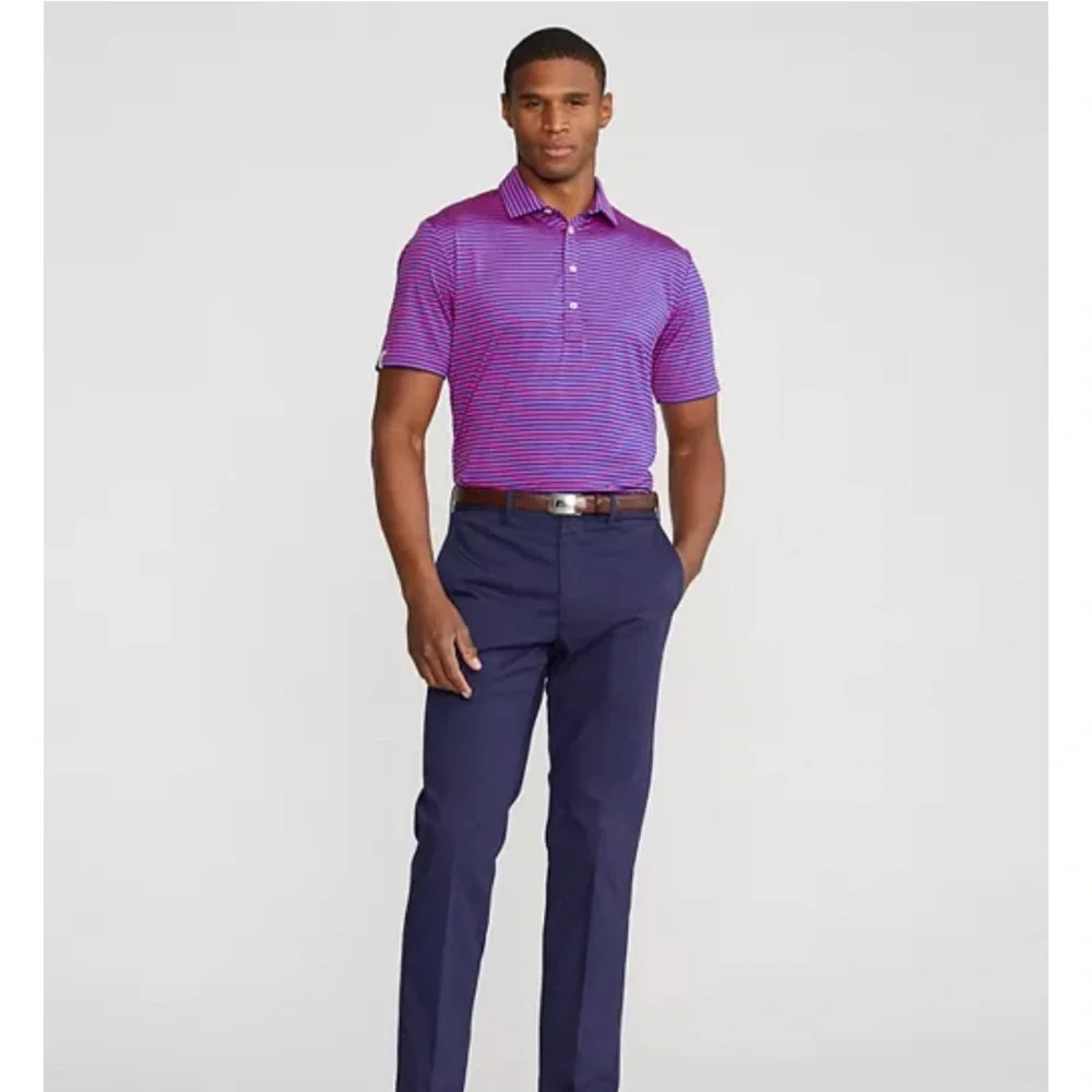 RLX Ralph Lauren X Series Golf Polo Pink Blue Striped Performance Shirt Men’s M - Picture 16 of 16